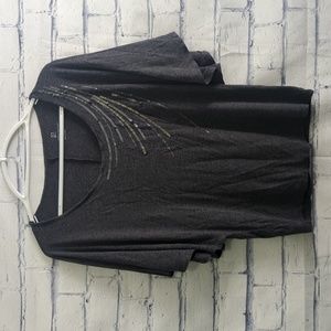 New York and Company Women's Dark Gray Flutter Sleeve Top Size Medium